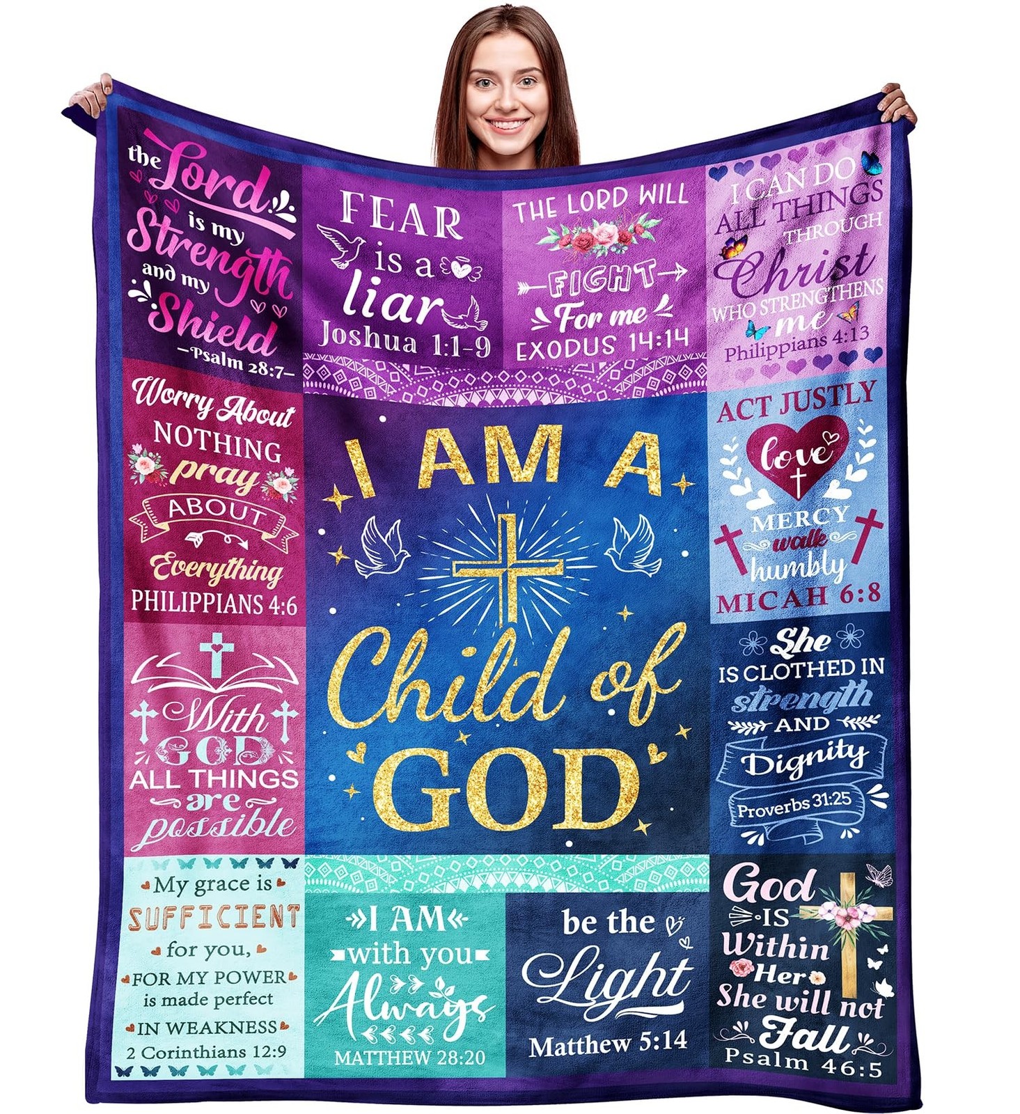 Christian Gifts for Women Blanket Inspirational Religious Soft Warm Flannel I...
