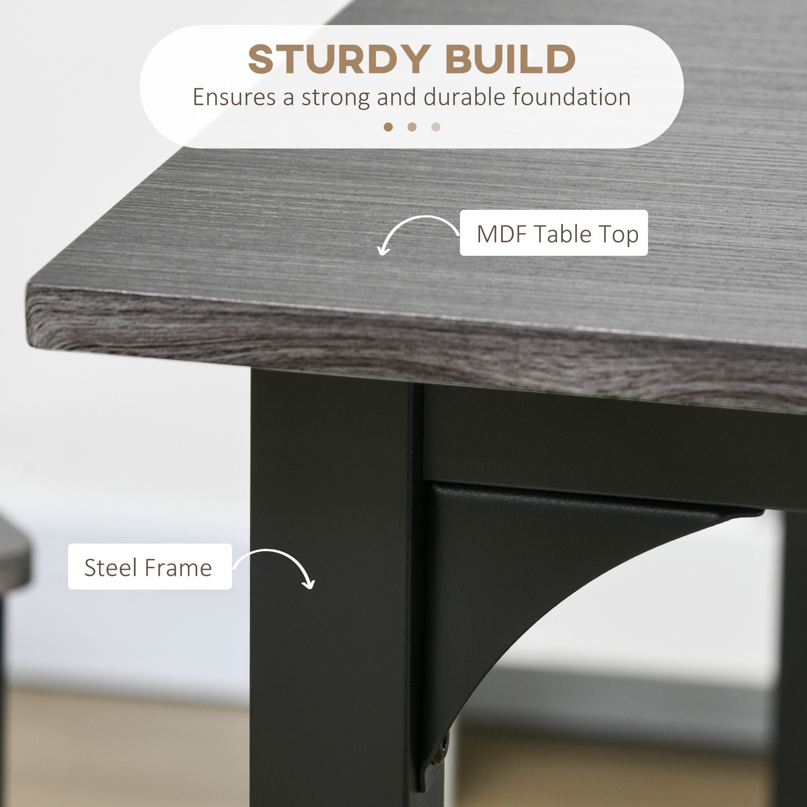5-Piece Counter Height Bar Table with Space-Saving Design, Square Kitchen Table