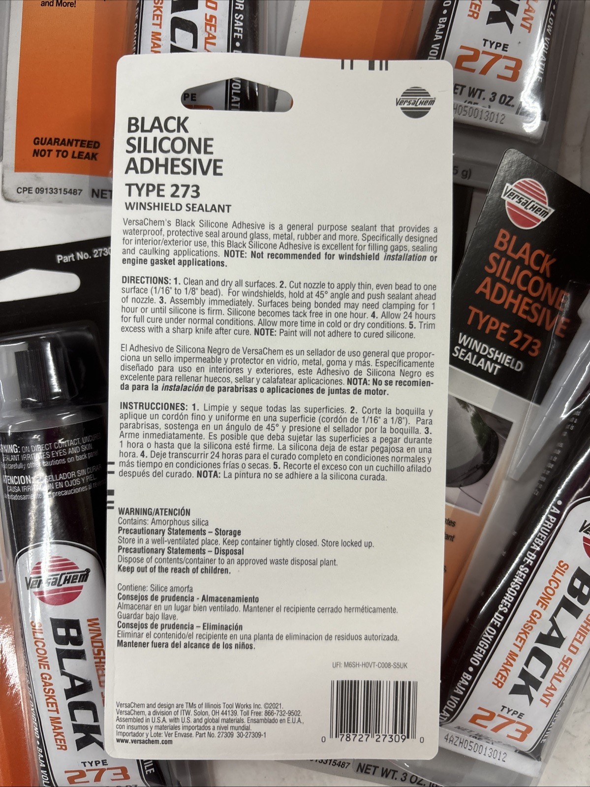 2 Pack Versachem Black Windshield Sealant Silicone Gasket Maker 3 oz Type 273