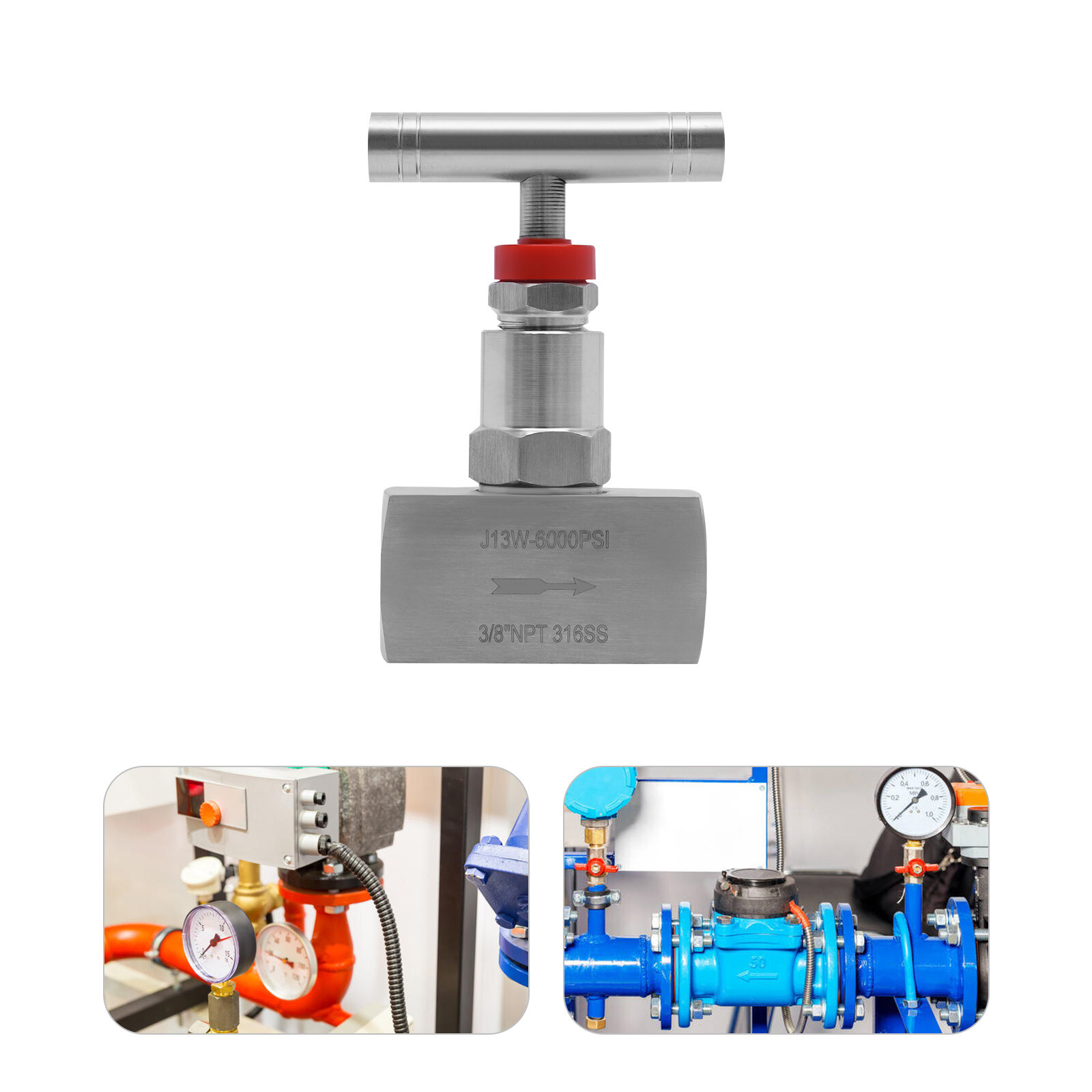 3/8 Inch Straight Needle Valve Stainless Steel Fluid Flow Control Valve 6000PSI