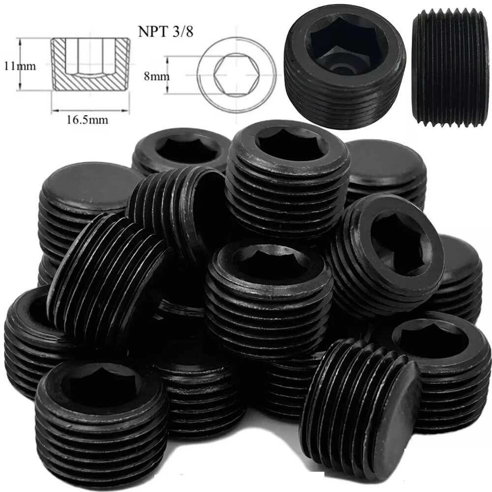 20PC Male Thread Socket Car Pipe Plugs 3/8 NPT Pipe Allen Head Socket Plugs NEW