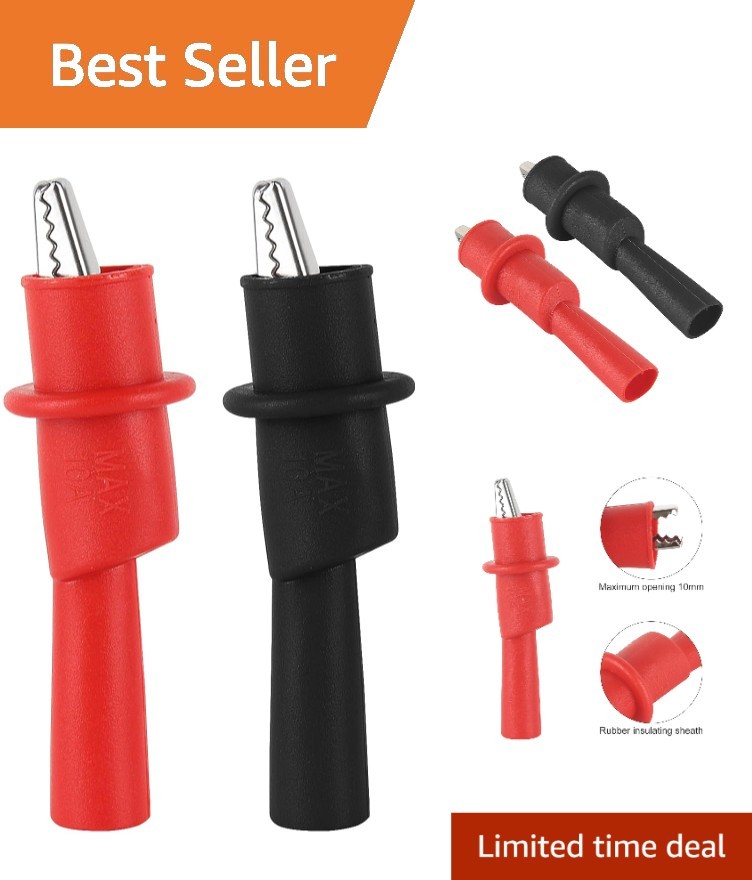 Insulated Alligator Clips for Multimeters - Rustproof 2-Piece Set with 10mm Grip