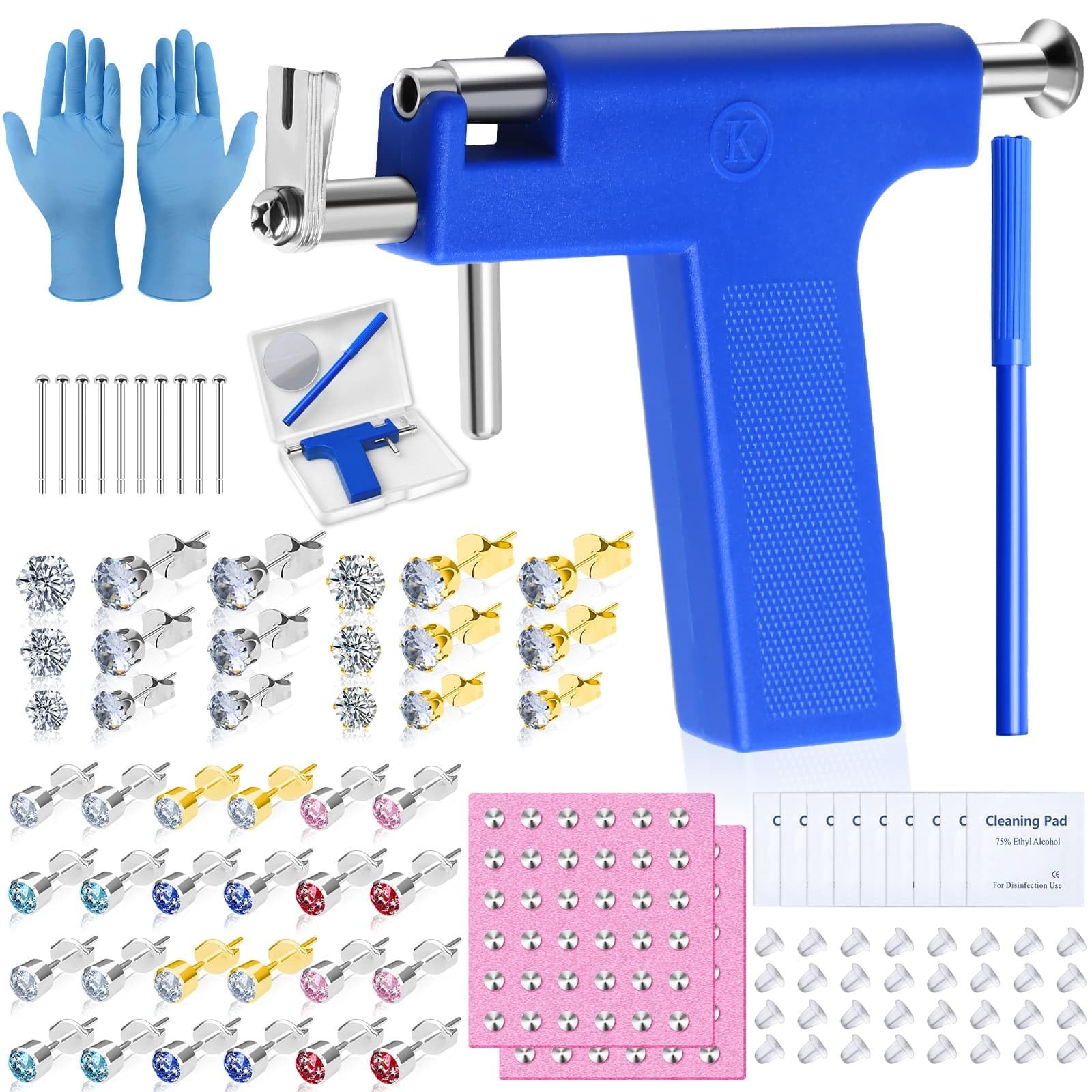 Ear Piercing Gun Kit Reusable Ear Nose Piercing Gun Machine with Stainless St...