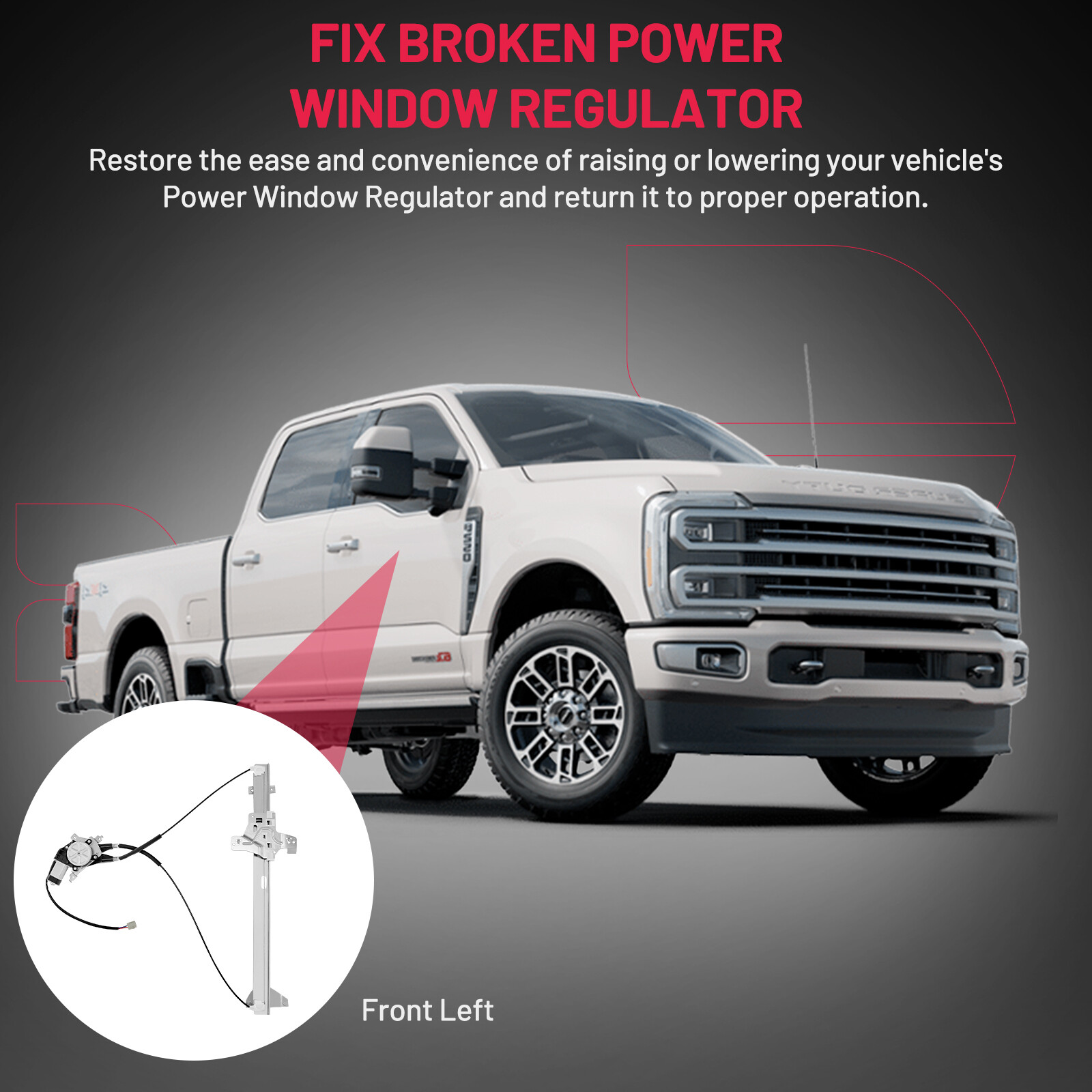 Front Driver Side Power Window Regulator w/Motor 741586 Fits Ford E150 E250 E350