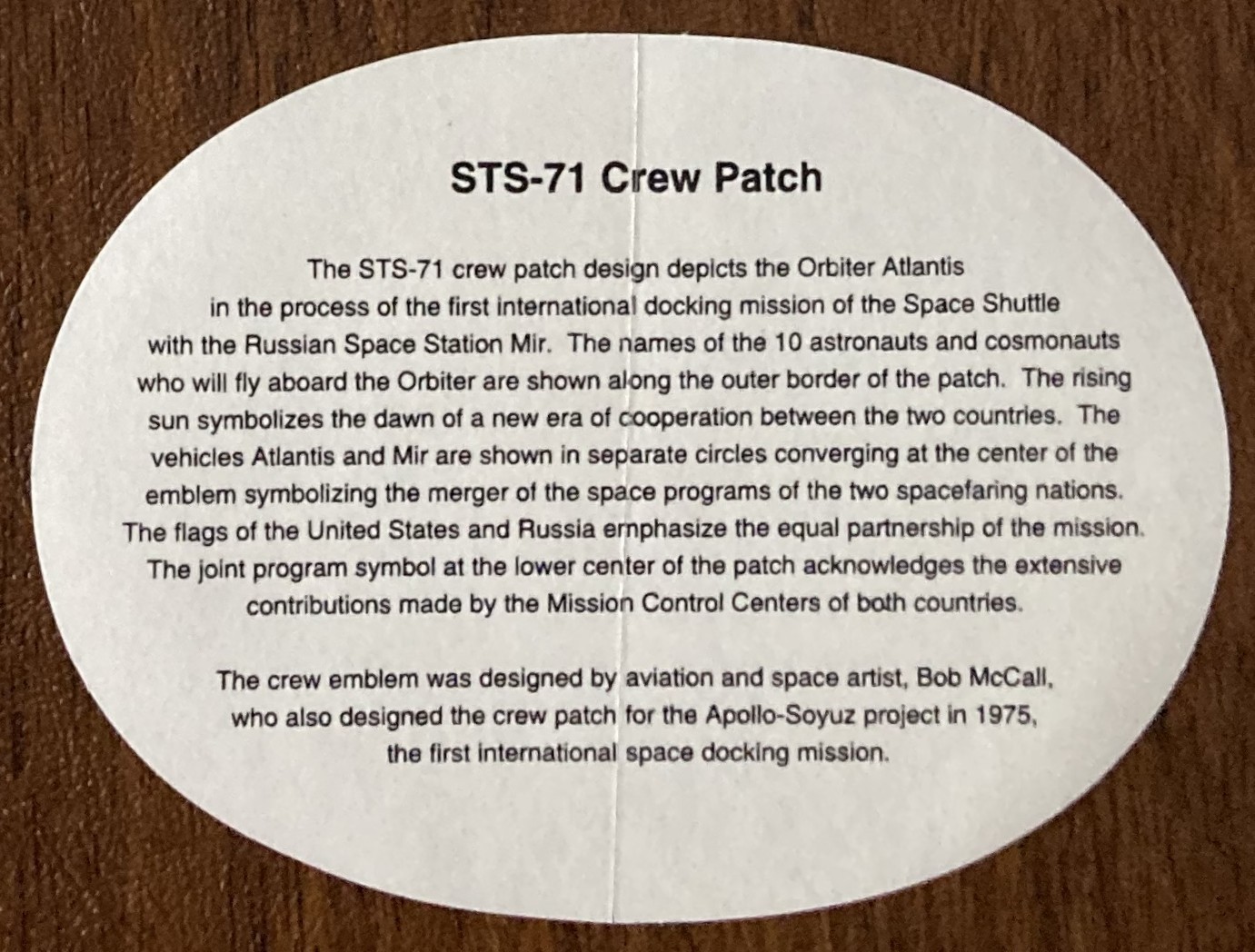 1995 NASA Space Shuttle STS-71 Mission Sticker First Shuttle-Mir docking - Antl.