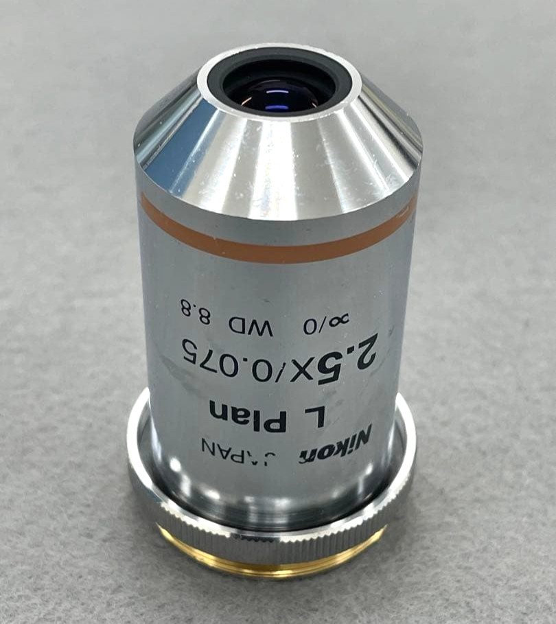 Nikon Microscope Objective lens L Plan 2.5X / 0.075WD 8.8 Good condition From JP