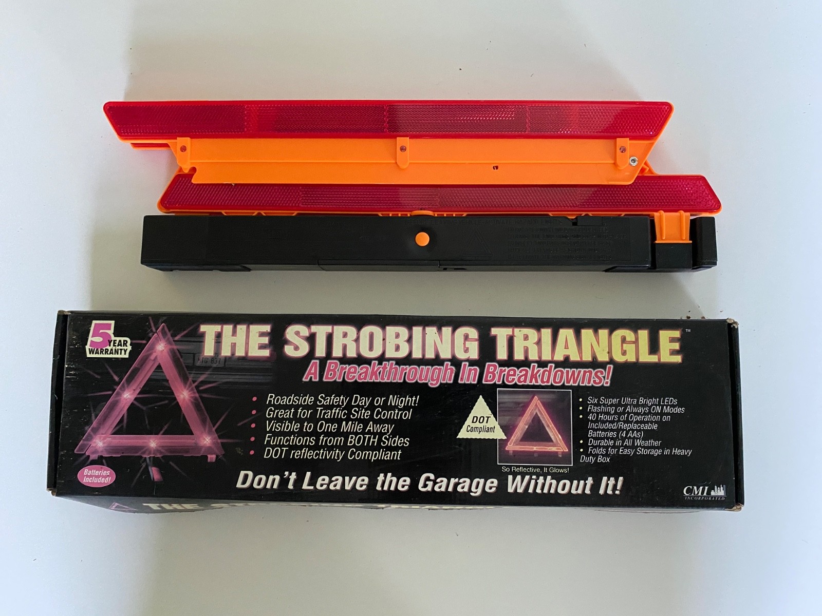 Strobing Triangle: DOT Approved Warning Reflective Emergency Road Safety Kit