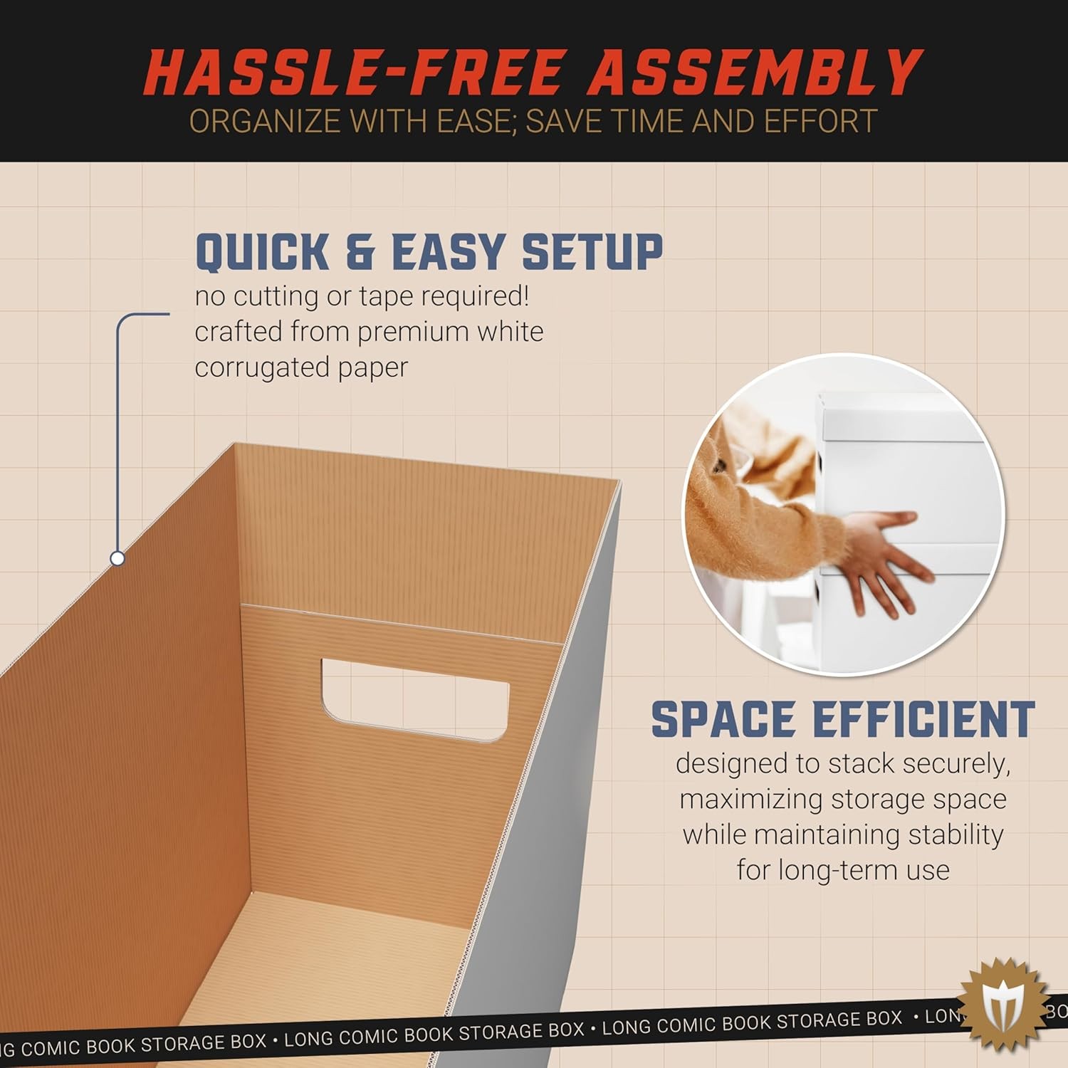 Max Protection Comic Book Long Box - 3 Count Storage Boxes | White Corrugated