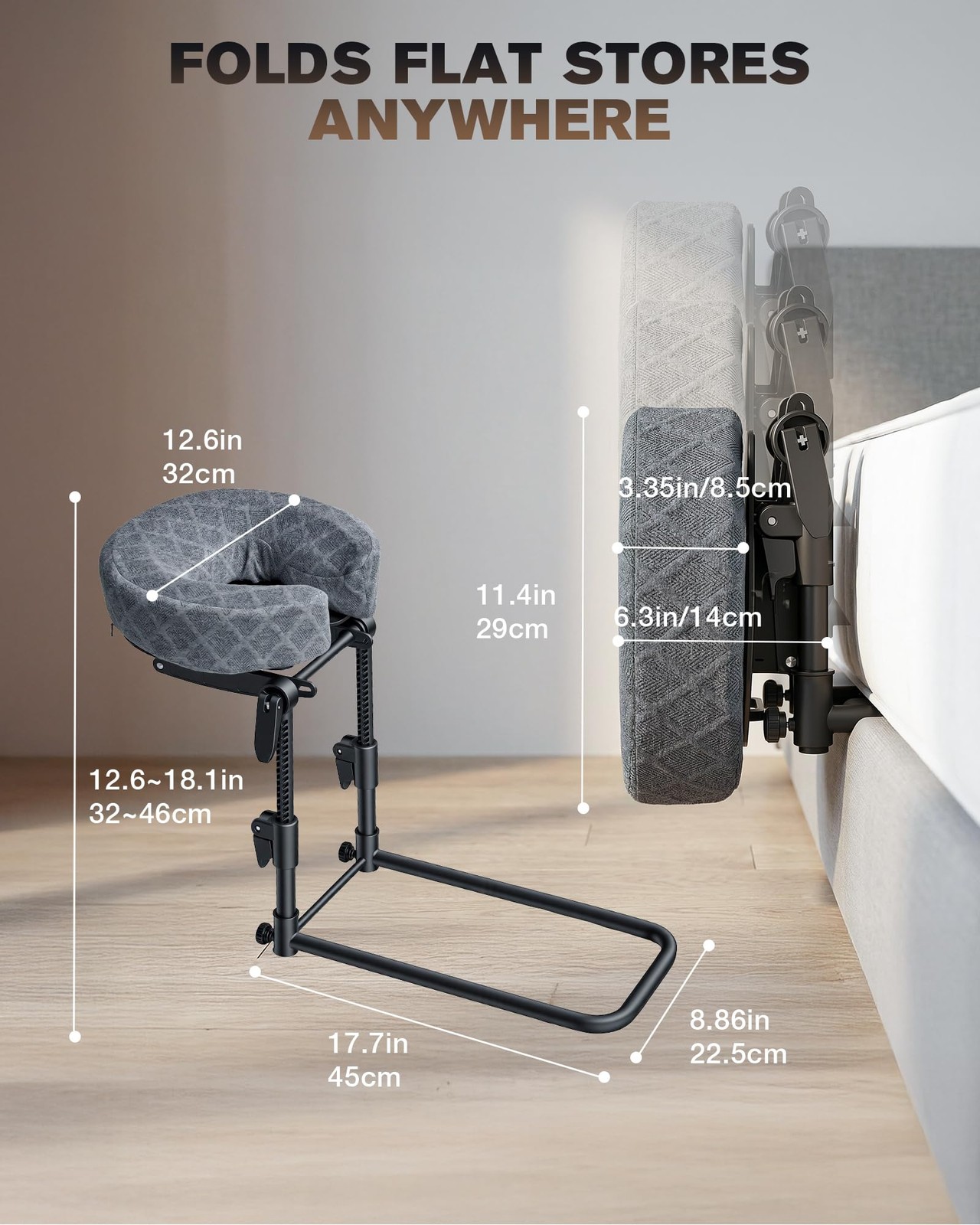 Massage Headrest for Bed, Massage Face Cradle for Bed Adjustable 18" Height |...