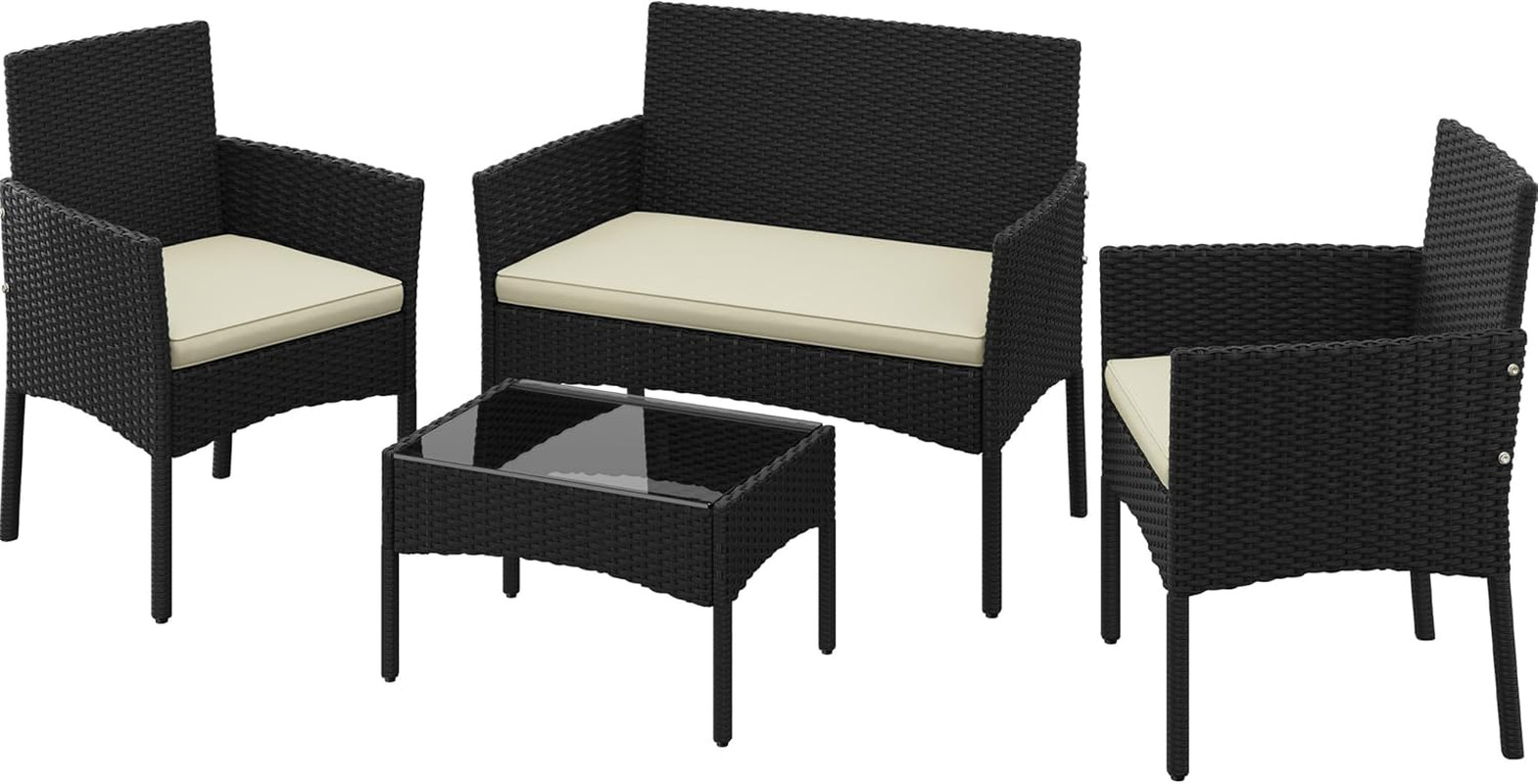 Patio Furniture Set 4 Pieces Conversation Sets, Rattan Chair Wicker Set Loveseat