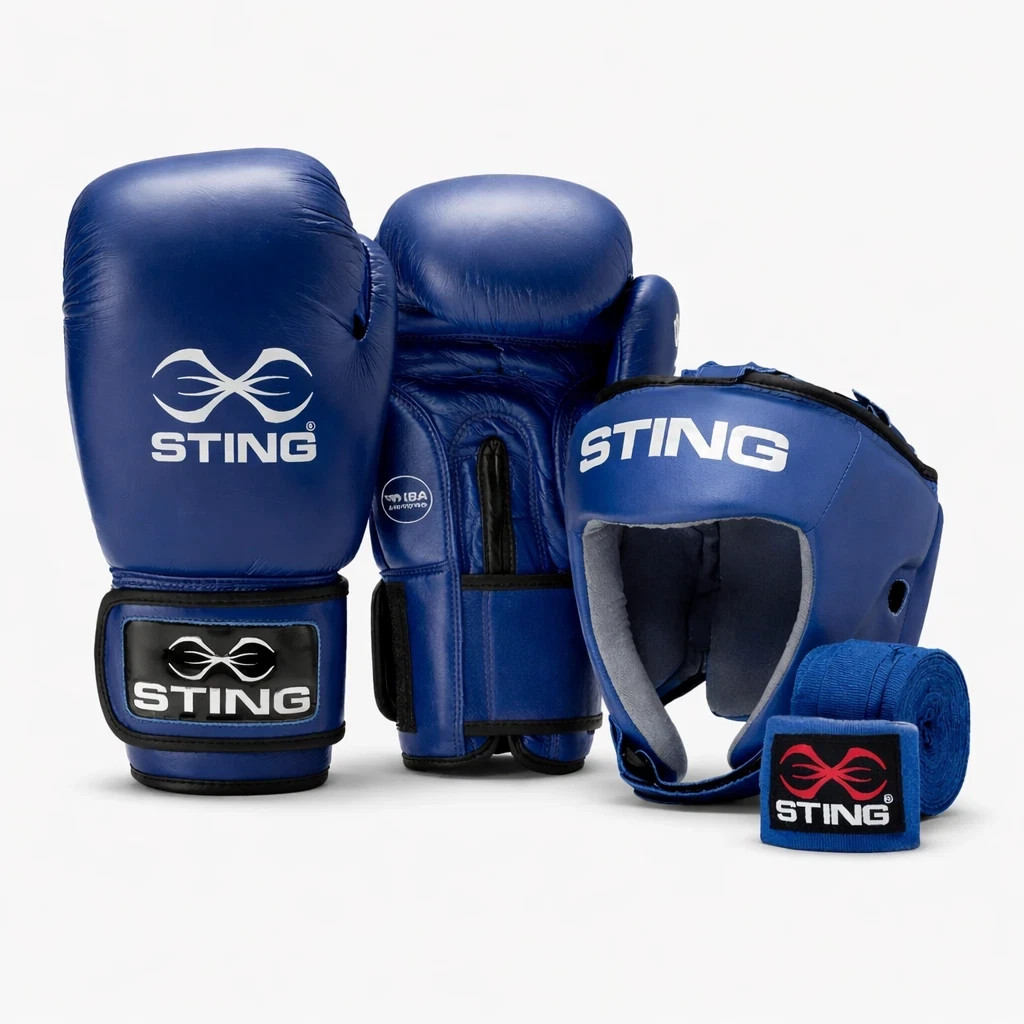 IBA Approved Sting Boxing Set -Amature Boxing gloves, Headgear & Handwraps