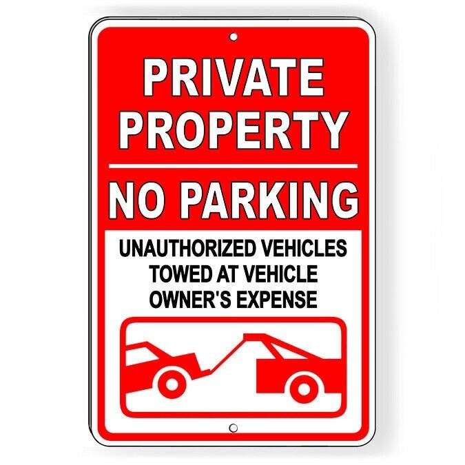Private Property No Parking Vehicles Towed Sign / Decal  Sp008 / Magnetic Sign