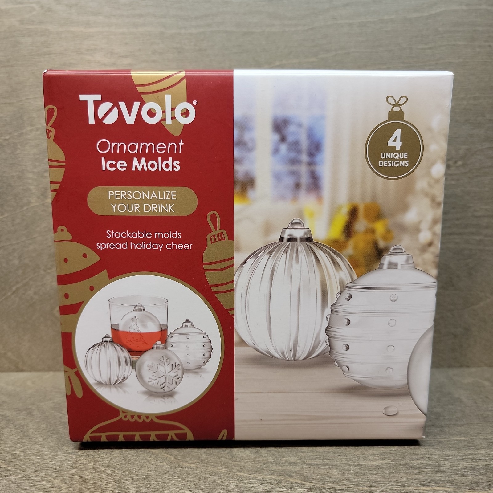Christmas Ornament Ice Molds Set of 4 by Tovolo Tree Snowflake Holiday Stackable