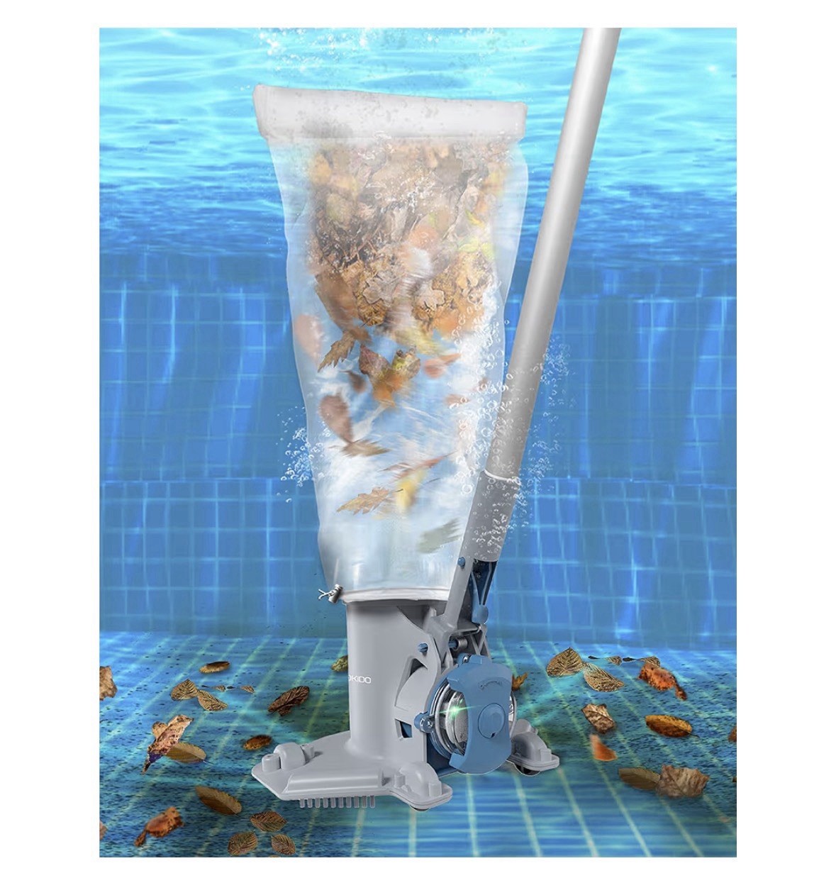 Cordless Rechargeable Pool Vacuum w/ Pole, Charger & Bag