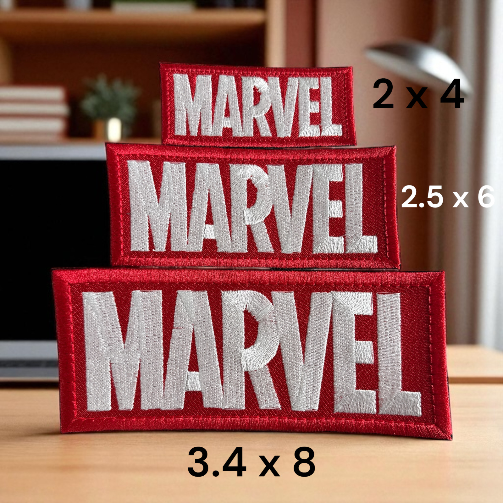 Marvel Logo Embroidery Patch 2" X 4" - 2.5" X 6" - 3.4" X 8.00"
