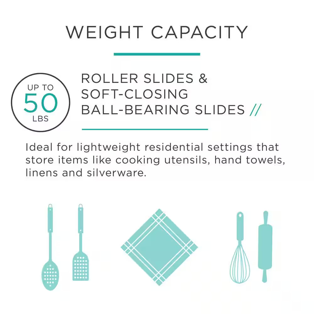 1 Pair 12 In. Self-Closing Bottom Mount Drawer Slide Set 1-Pair (2 Pieces)