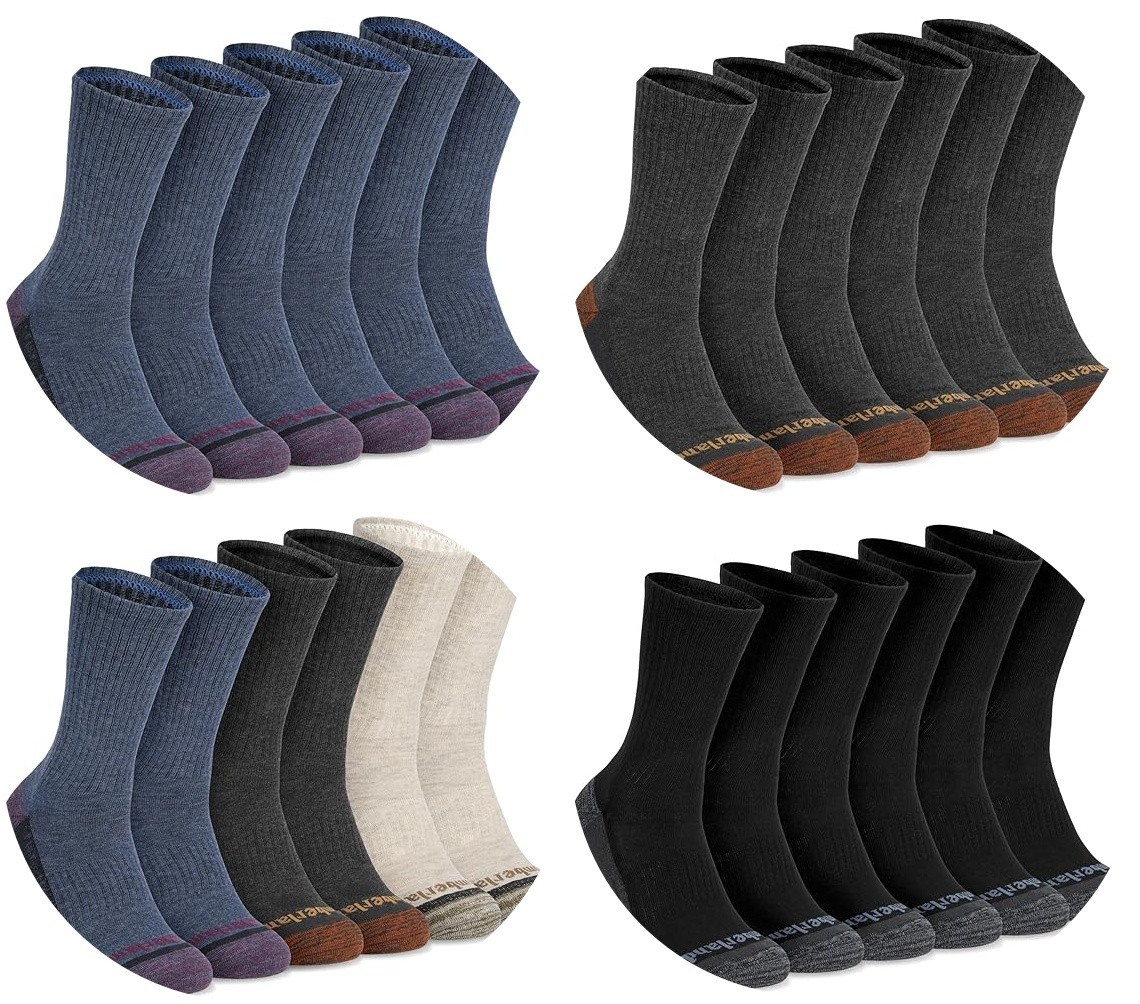 Timberland Men's Comfort Crew-Arch Support-Padded-Moisture Control 6 Pair-(9-12)