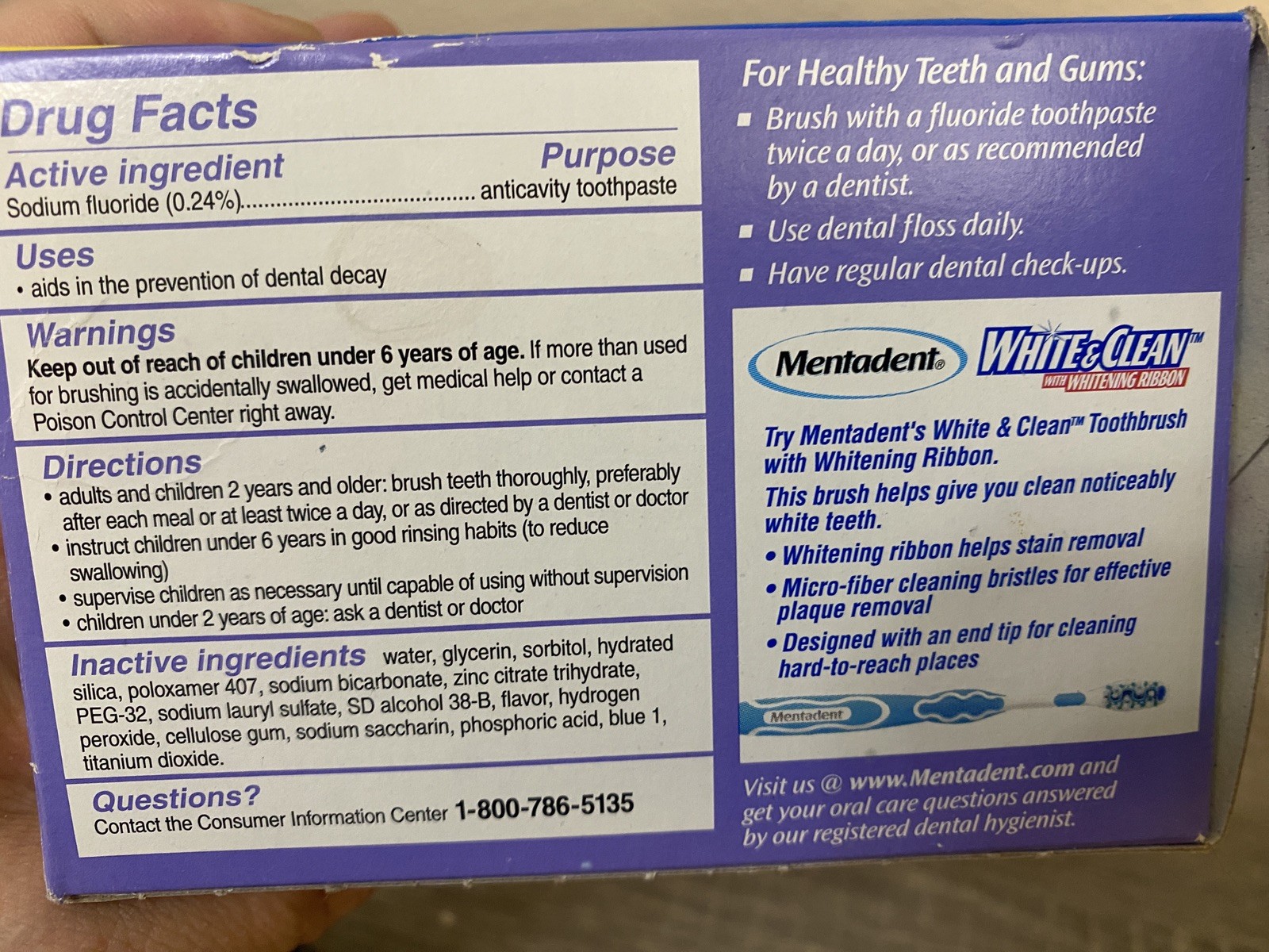 Mentadent Advanced Whitening Fluoride Toothpaste Refreshing Mint 5.25 Ounce