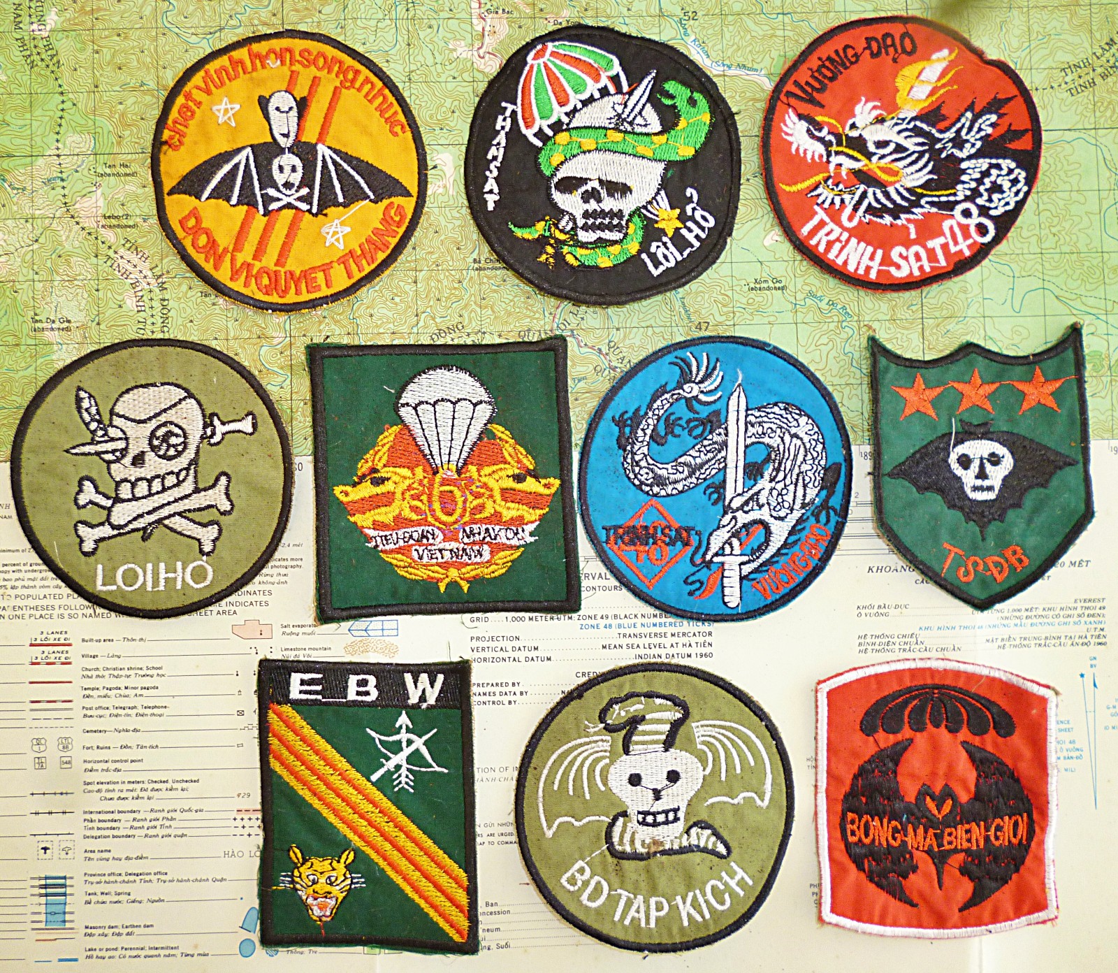 Lot x 10 Patch - Airborne Recon - ARVN - PRU - CIDG - Mike Force - Vietnam War