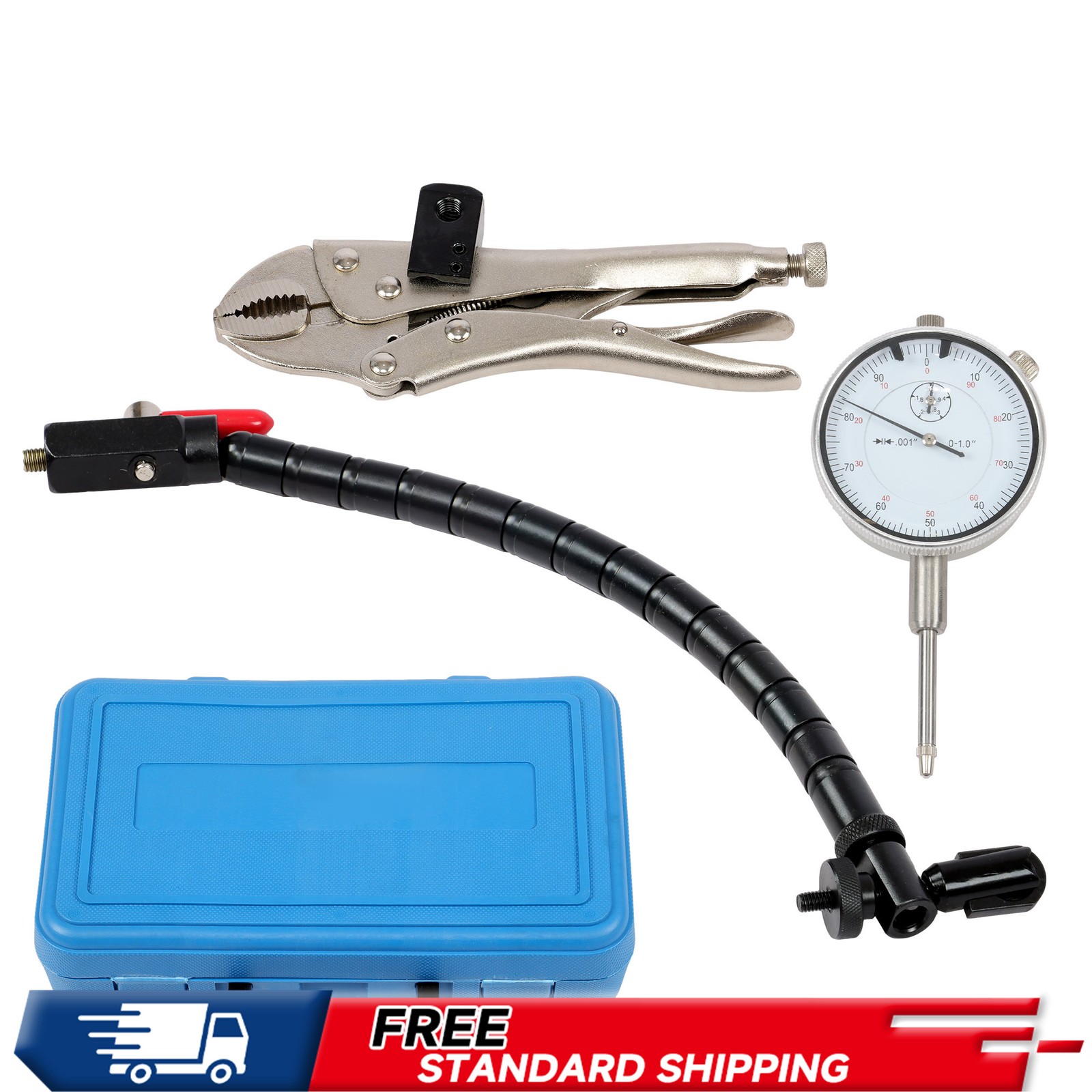 Precision Flex Arm Vise, 1" Dial Test Indicator .001" Grad, Lug Mount