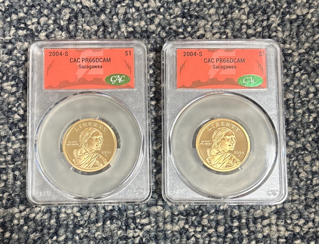 2 2004-S CAC PR66DCAM Native American Dollar ~ Red Label