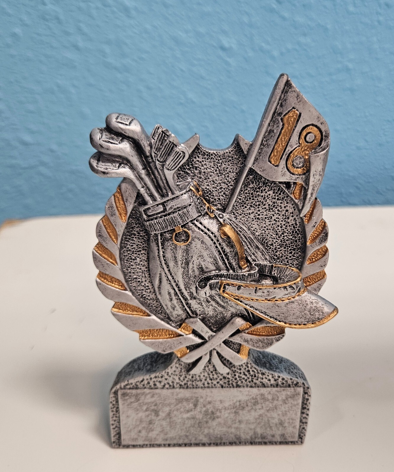 Golf silver resin trophy
