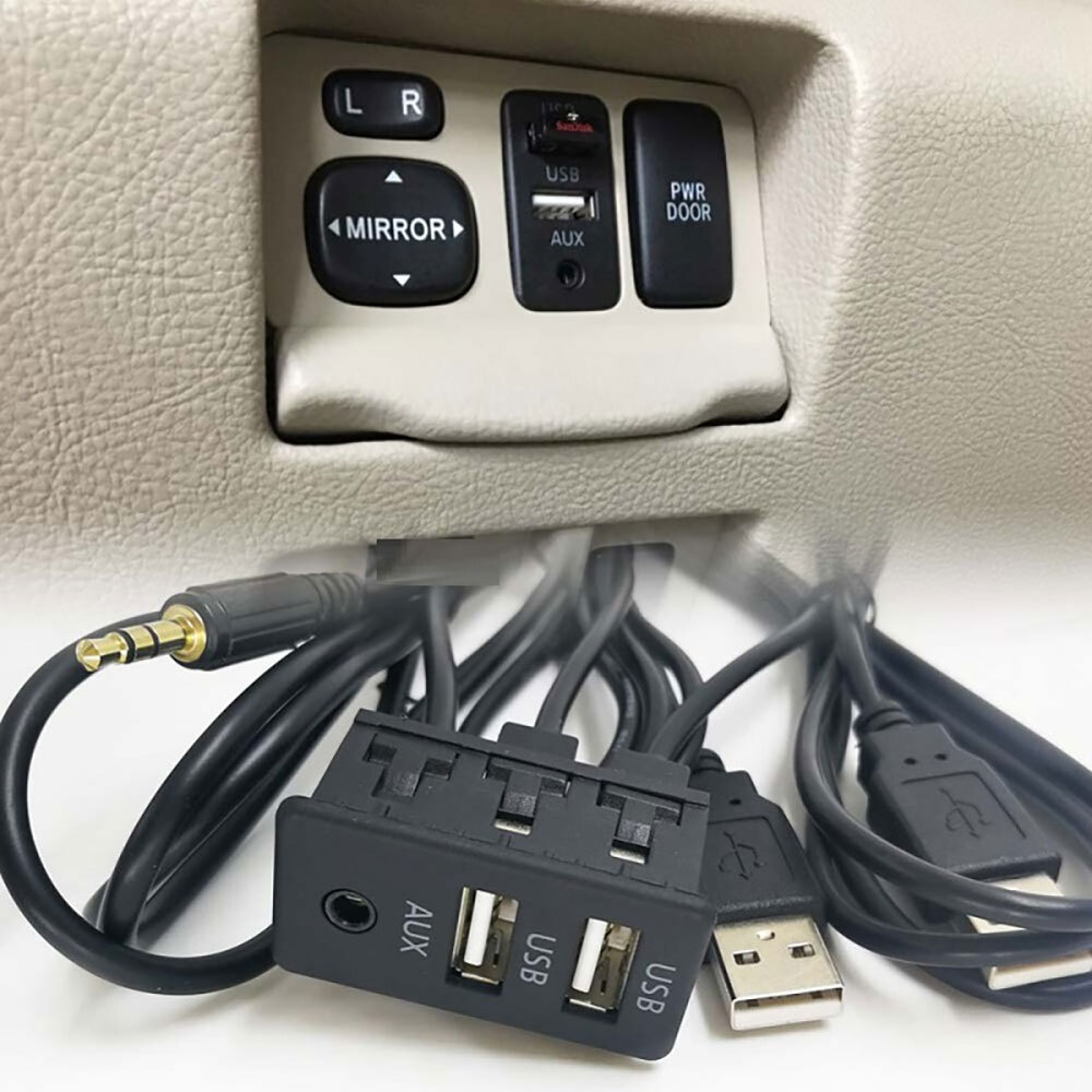 Car Dash Flush Mount AUX USB Port 1.5M Panel Dual USB Extension Cable Adapter **