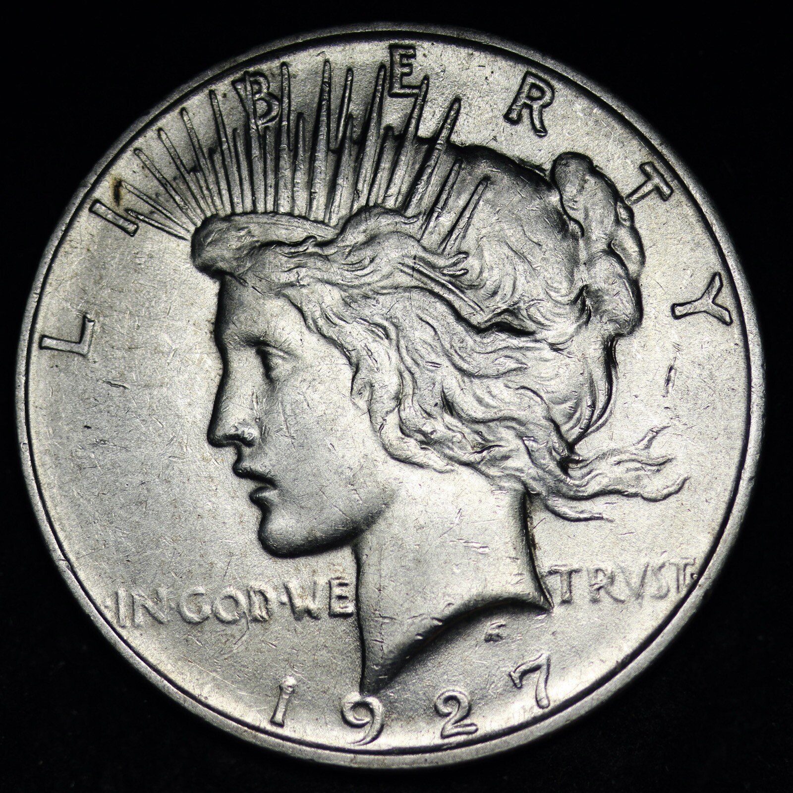 1927-D Peace Silver Dollar CHOICE AU++/UNC E394 YCNZ