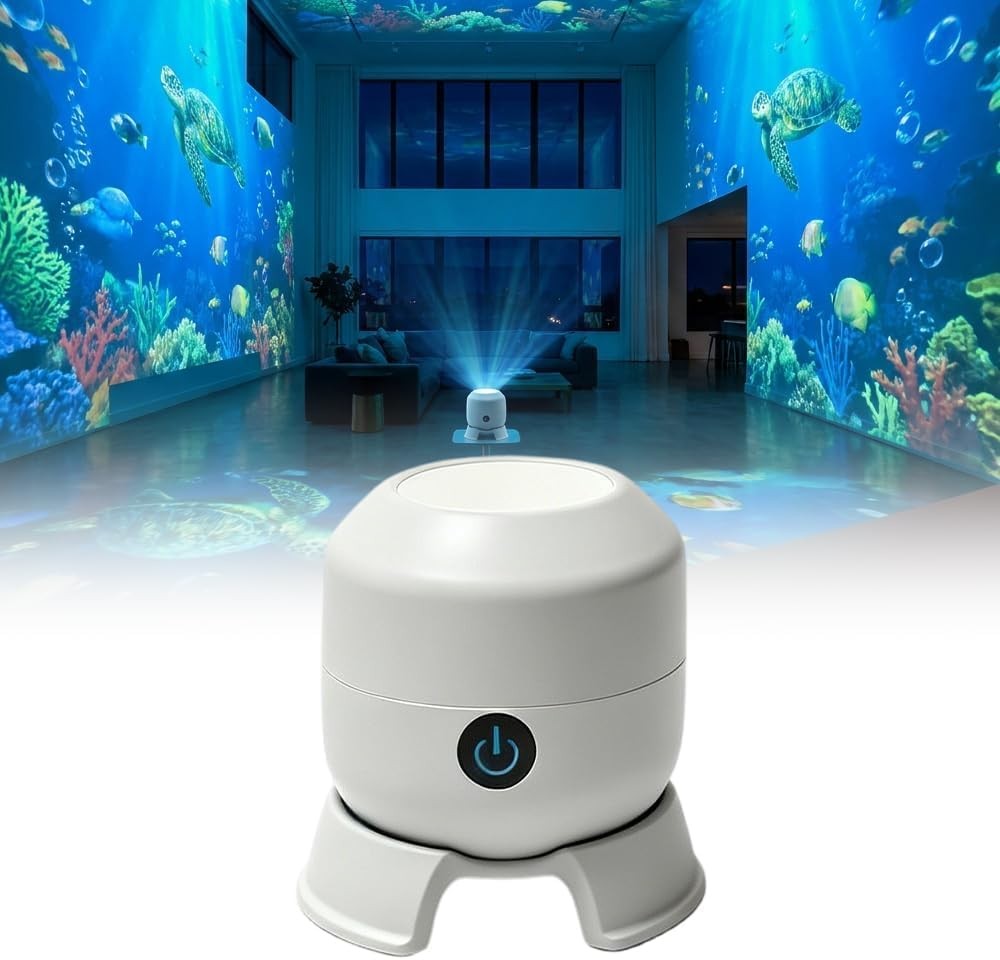 360° Rotating LED Ocean Wave Projector Night Light, Multi-Angle Base