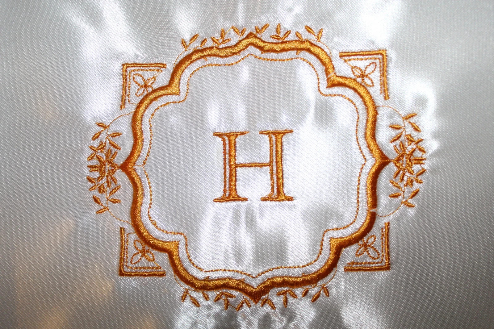 Bridal Satin Western hat liners. Quality liners W/ Monogram Black or Gold HV271