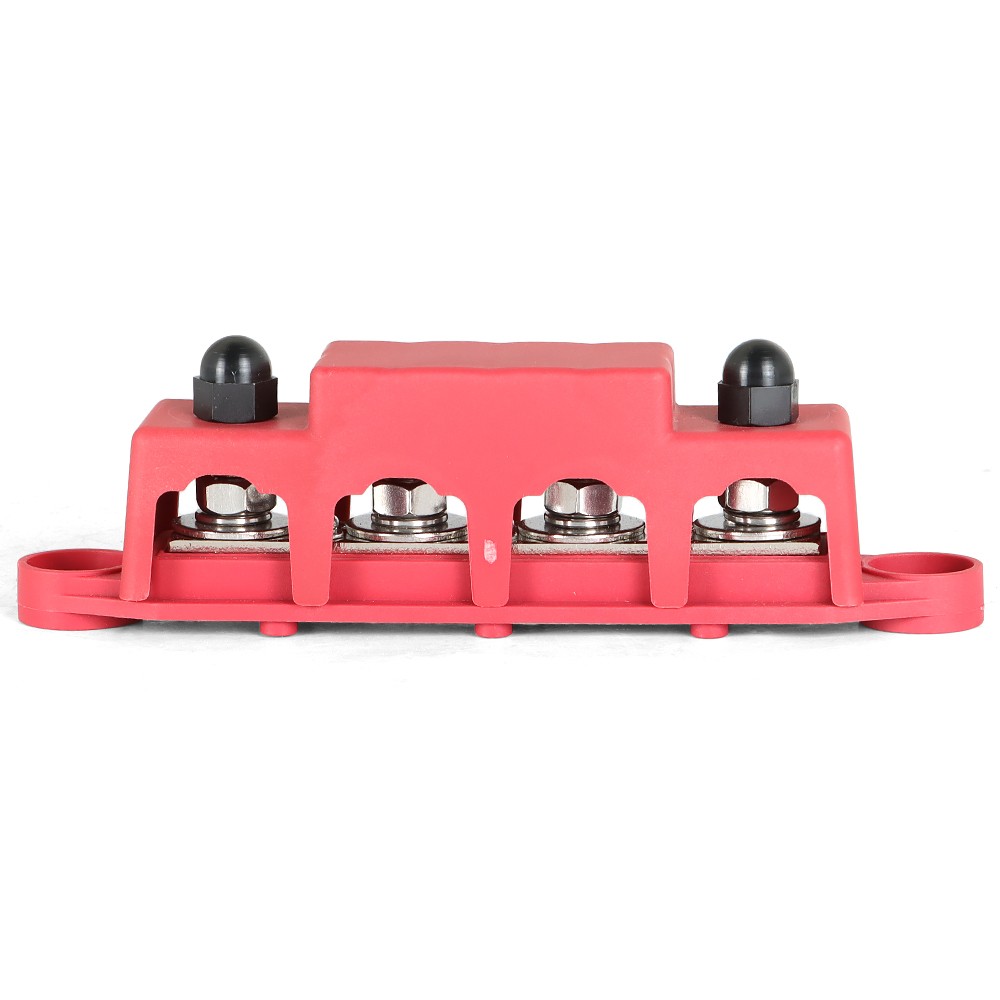 4 Post Busbar Bus Bar Power Distribution Block 12V 250A With Cover 5/16" Red