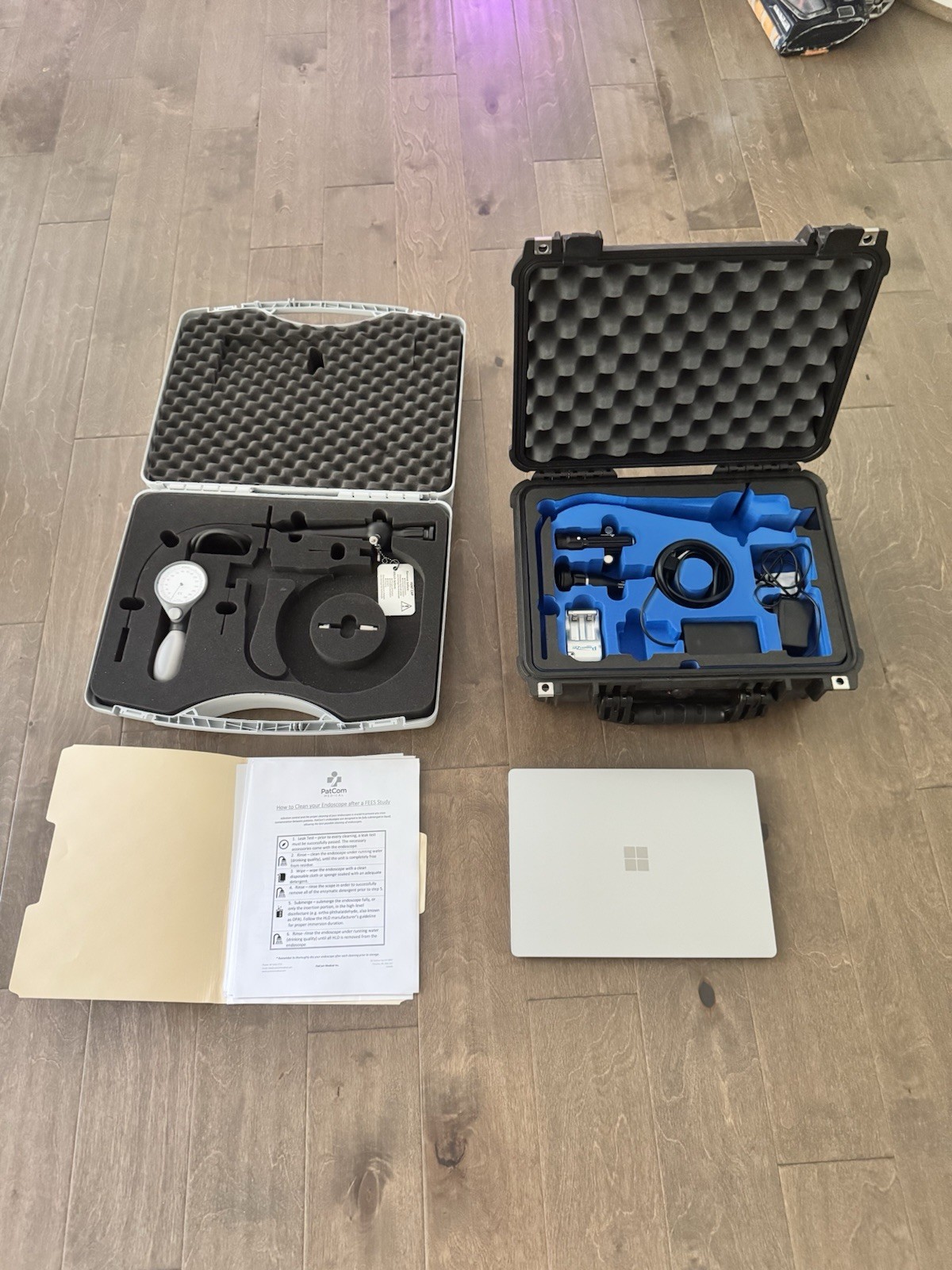 PatCom Portable FEES System (flexible endoscope, light torch, laptop, case)