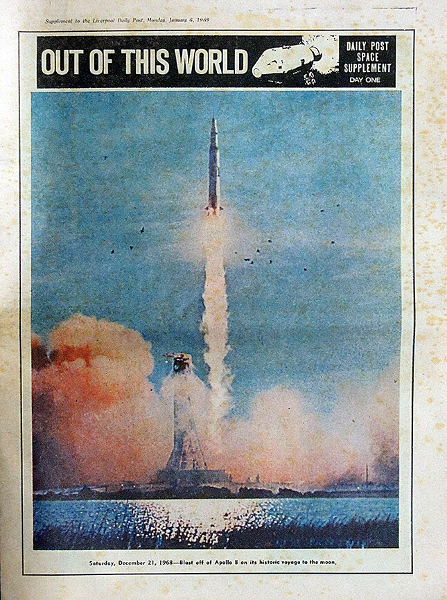 LIVERPOOL DAILY POST SUPPLEMENT 1969 . APOLLO 8 MOON MISSION ROCKET LAUNCH