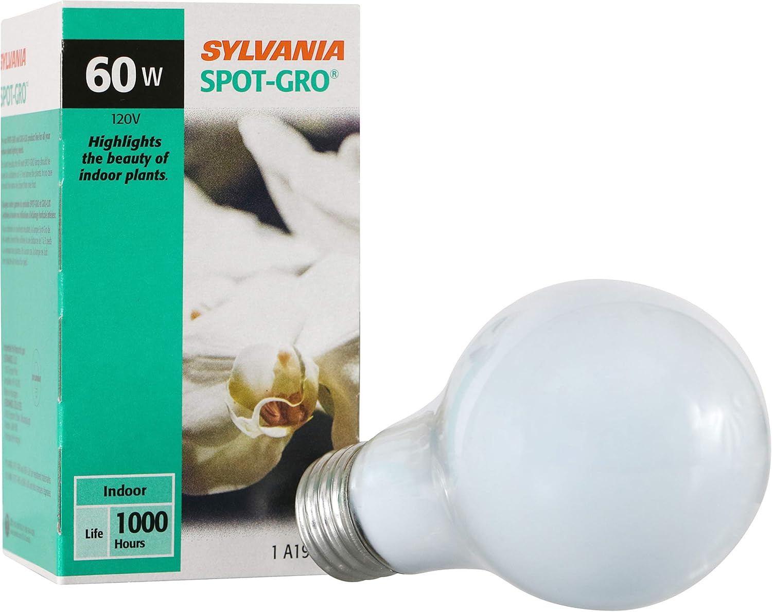 Incandescent Spot-Gro 60W Grow Light Bulb, A19, Dimmable, 705 Lumens, Frosted, 2