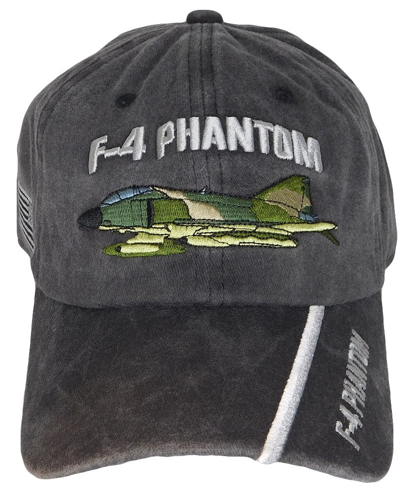 F-4 Phantom USA Flag Grey Gray Cotton Adjustable Embroidered Cap Hat - Licensed