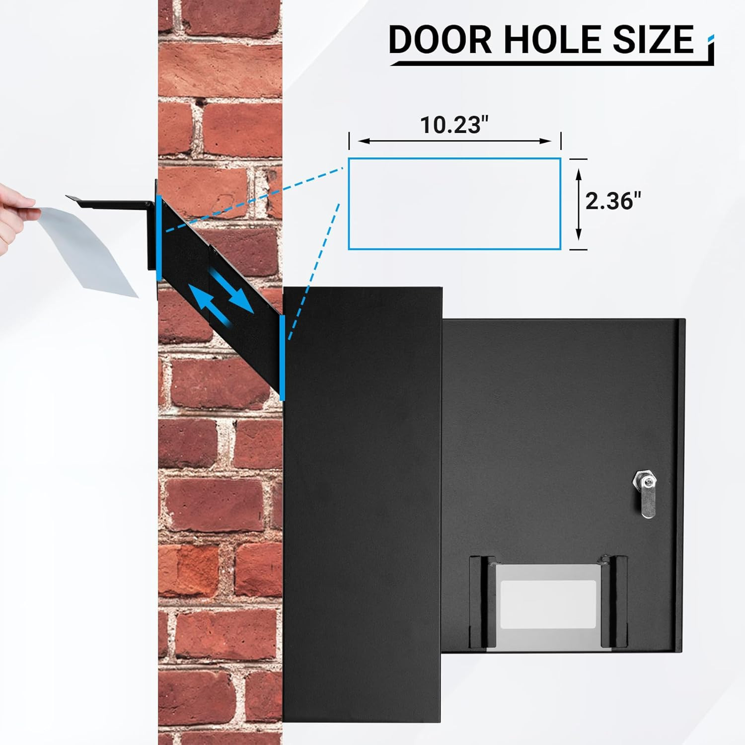 Through-the-Wall Drop Box Safe, Adjustable Chute, Rainproof Mail Slot, Black