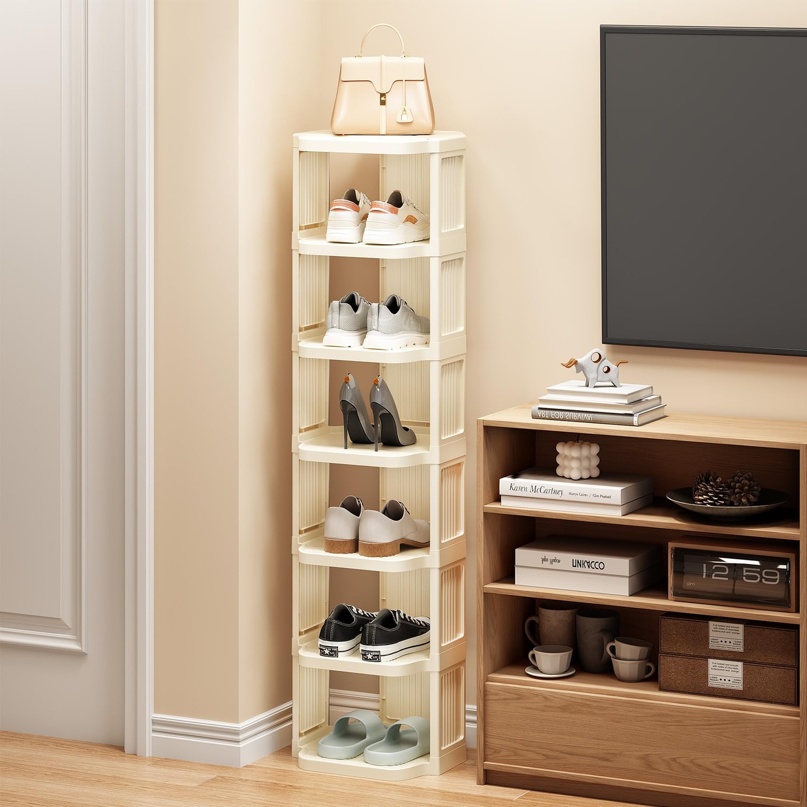 Vertical Shoe Rack: 8 Tiers Stackable Shoe Rack for Closet DIY Free Standing ...