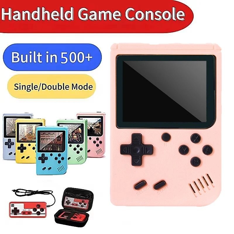 Handheld Retro Game Console 500+ Classic Games Gameboy Emulator TV Output Pink
