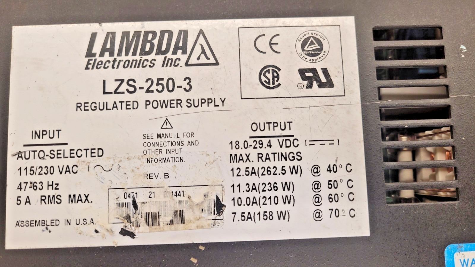 LAMBDA LZS-250-3 POWER SUPPLY