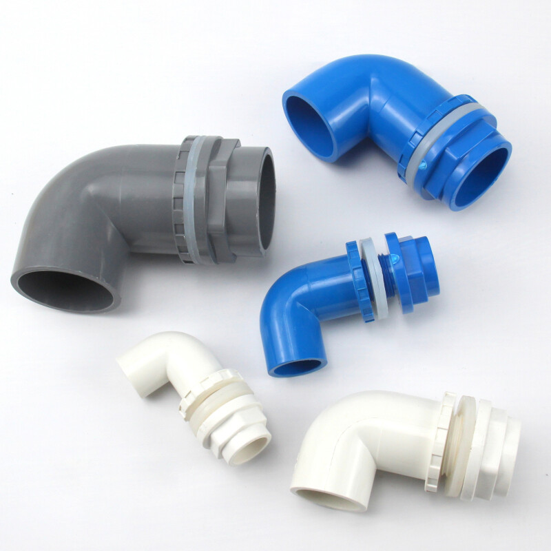 Blue/Grey/White PVC 90 Degree Elbow Aquarium Water Pipe Connector Hose Connector