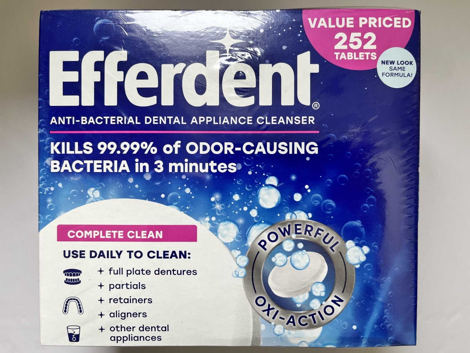 EFFERDENT Anti-Bacterial Denture Cleanser Tablets, 252 ct.- SHIPS FREE!