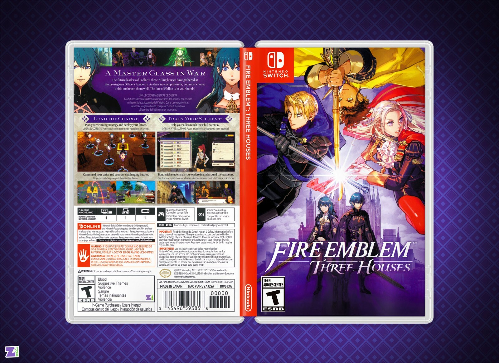 Fire Emblem Three Houses Cover Art Replacement Insert & Case for Nintendo Switch