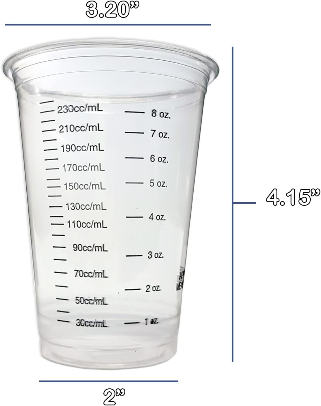 20 8oz Disposable Graduated Clear Plastic Cups for Mixing Paint, 8 Oz,