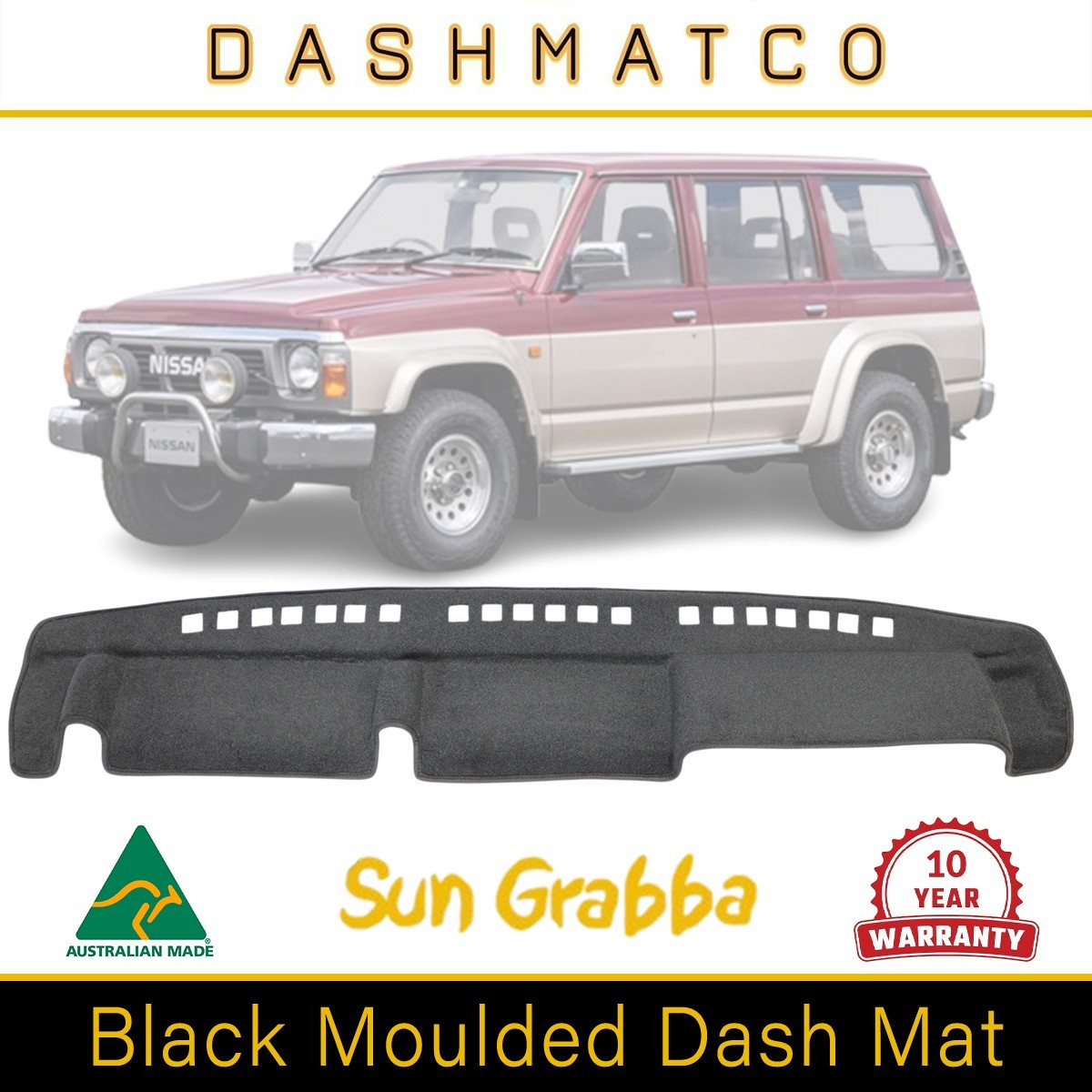 Sungrabba Black Dashmat Fits Nissan Patrol GQ Y60 11/1987 - 12/1997