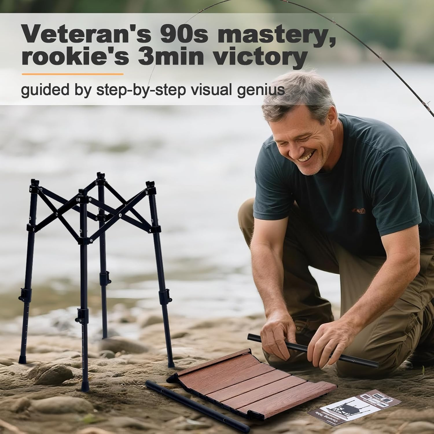 Portable Camping Table, 15.8"L X 11.8"W Folding Table with Adjustable Height 15.