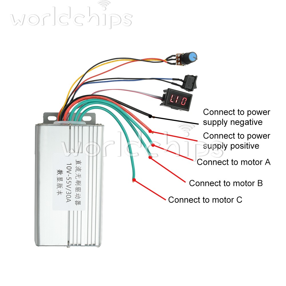 10-55V 30A 3-Phase DC Brushless Controller Electronic Speed Control Motor Drive