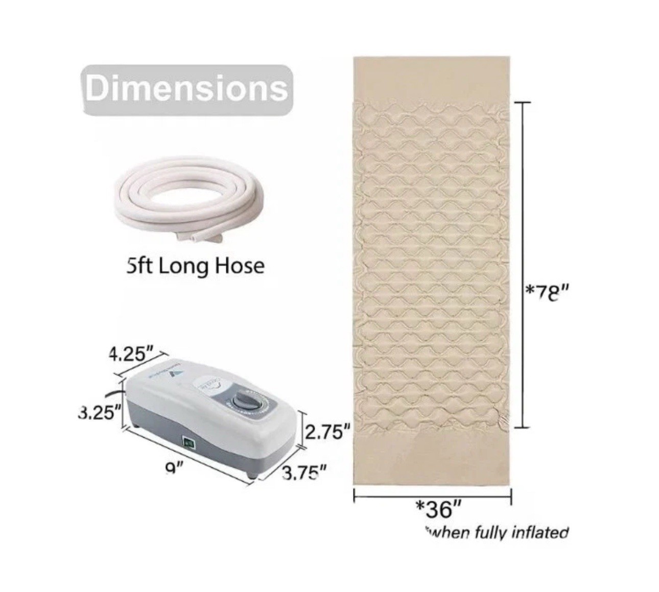 Vaunn Medical Alternating Pressure (Twin) Mattress - Whisper Quiet Electric Pump