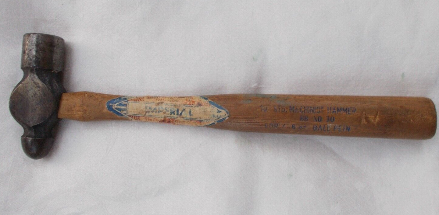 Vtg Cheney Ball Peen Hammer On Imperial RR No 10 Machinist Wood Handle 9.8Oz Tot