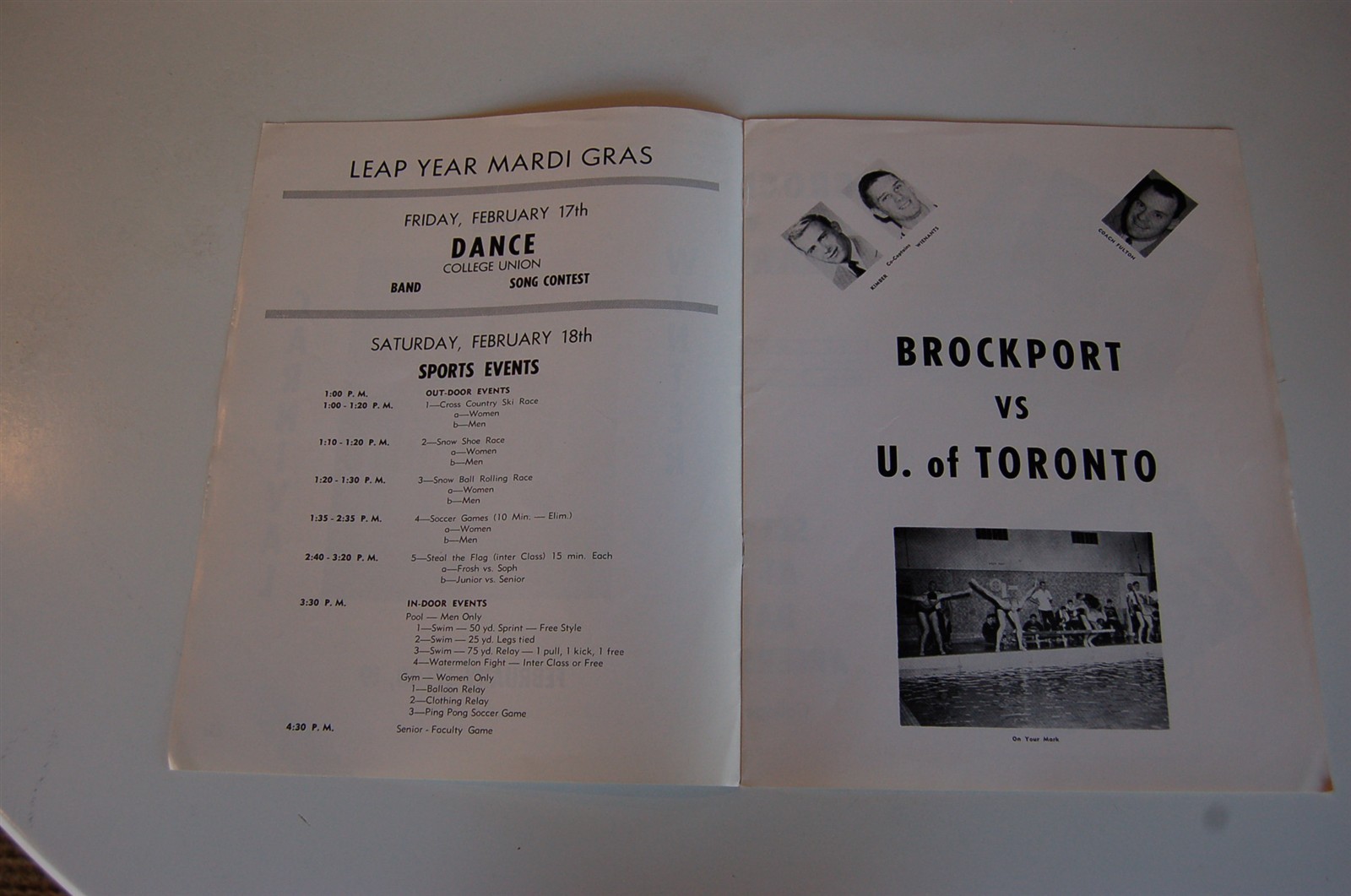 1956 Brockport Winter Carnival Program - Basketball + Swimming