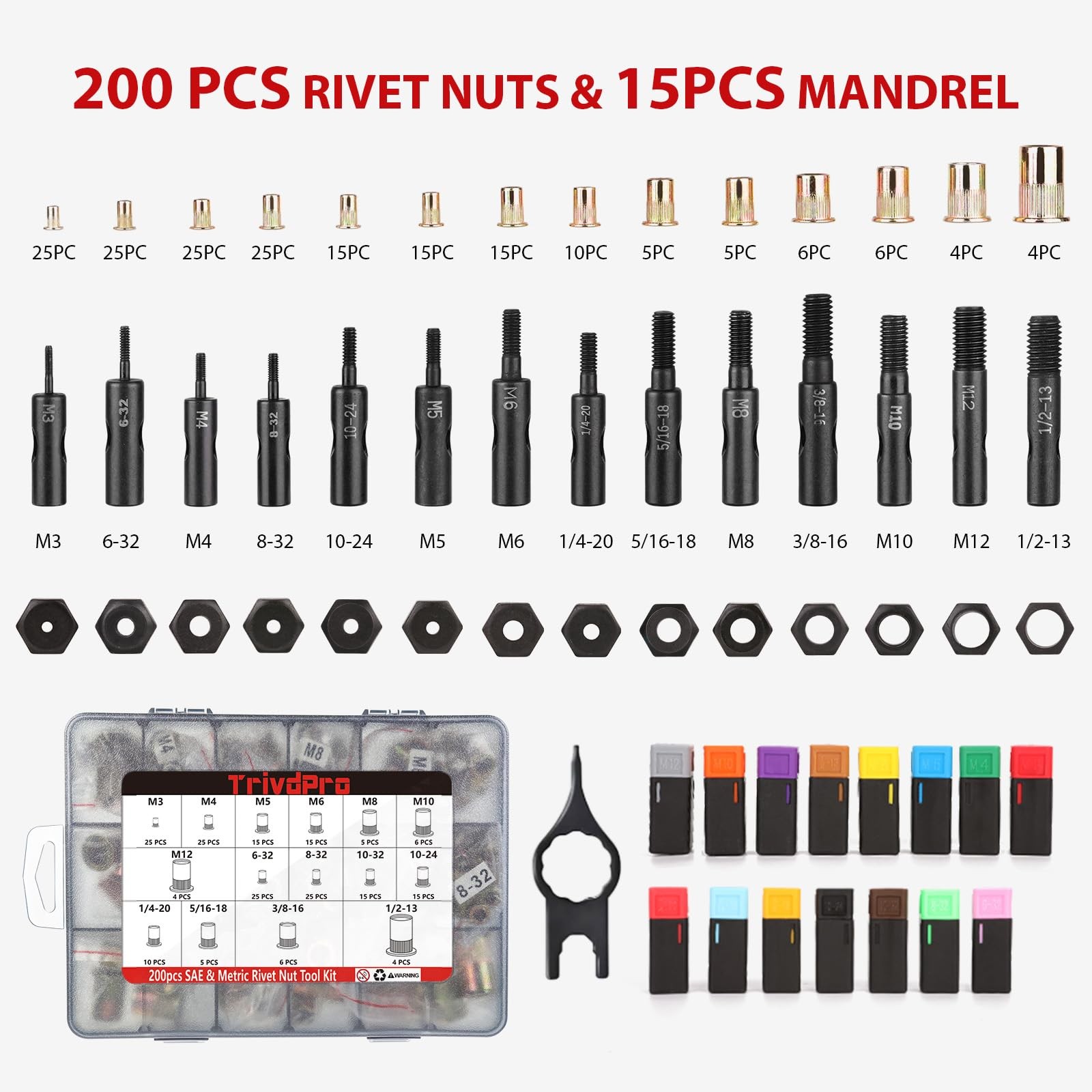 Rivet Nut Tool Kit Rivnut 16" Rivnut Tool Kit Professional RIV Nut Tool Kit w...